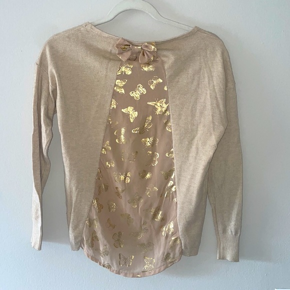 Beige Golden Butterflies Cardigan<3 Size S/M - Picture 2 of 2